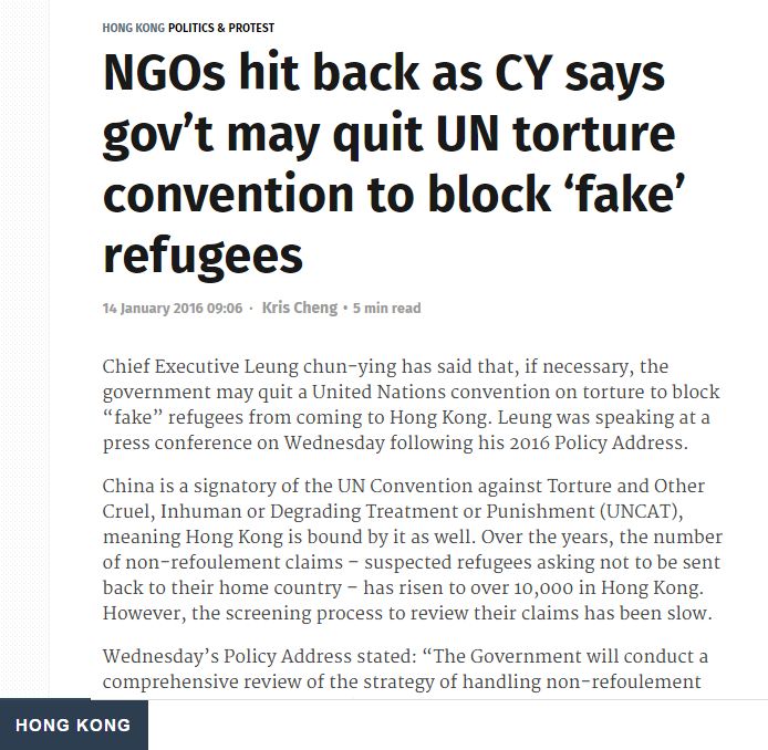 Hong Kong May Quit UN Torture Convetion, Says CY Leung