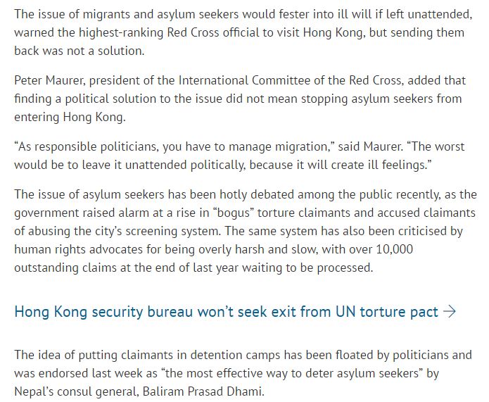 SCMP 11th April 2016 Do not Send refugees back
