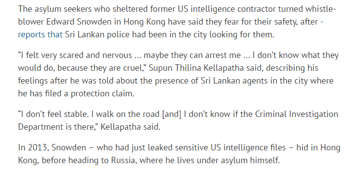 SCMP 23rd Feb 2017 Snowden Refugees Living in fear