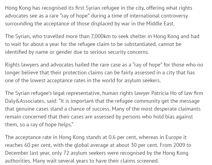 SCMP Ray of Hope Syrian Refugee Accepted in HK 5th Feb 2017