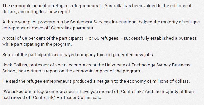 Refugees in Australia brings benefits